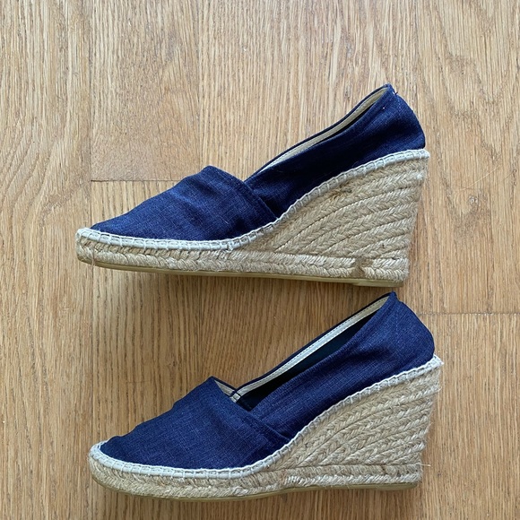 Neiman Marcus Lola Linen Wedge Espadrille Pump - Picture 5 of 7
